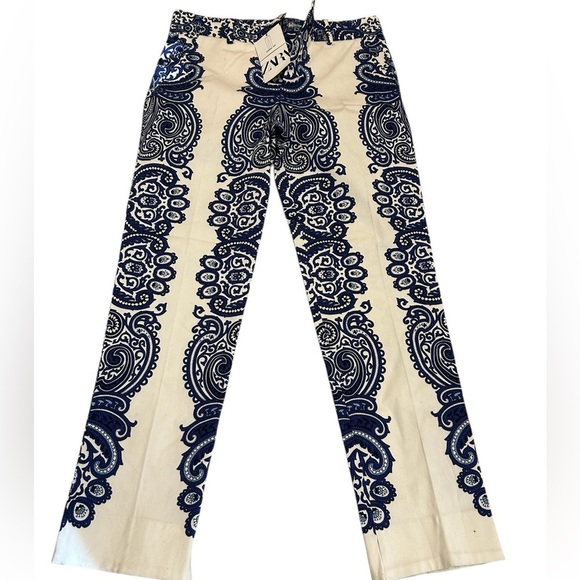 Zara size 2 NWT wild paisley pattern chino pants- super fun - Picture 1 of 14